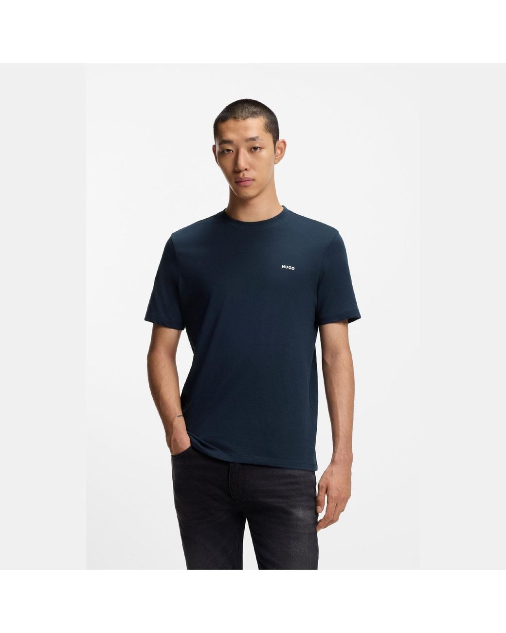 HUGO Blue Dero222 Logo Print T-Shirt for men