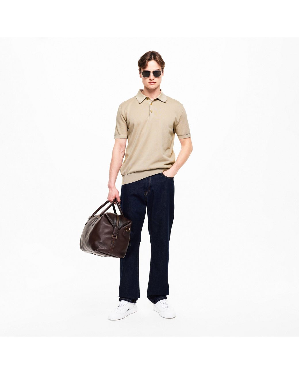 Brioni Natural Short Sleeve Polo Shirt for men