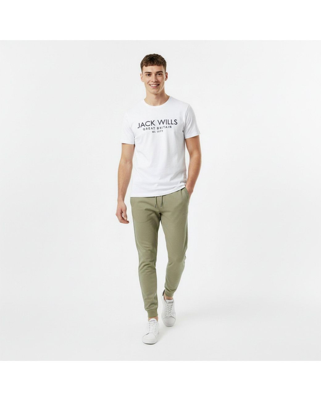 Jack Wills Green Jacquard Logo Joggers for men