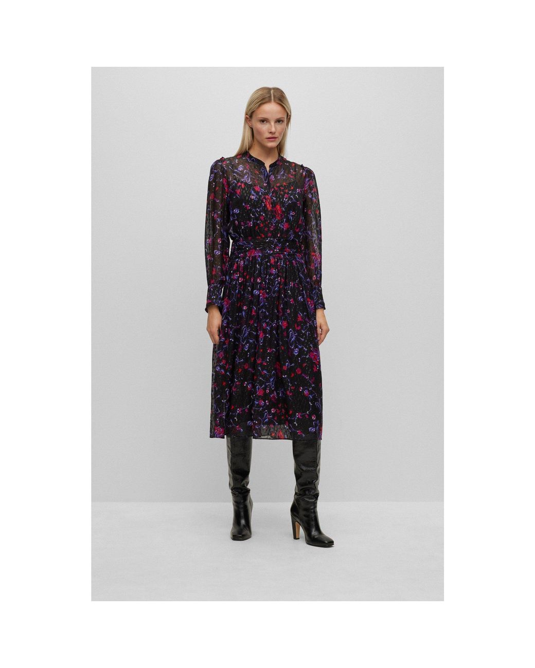 Boss Blue Denalea Wrap Design Dress