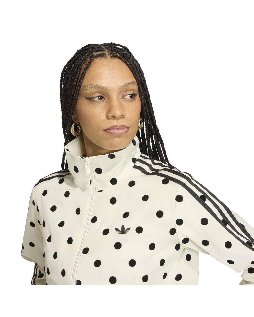 Adidas Originals White Satin Polka Dot Tracksuit Top