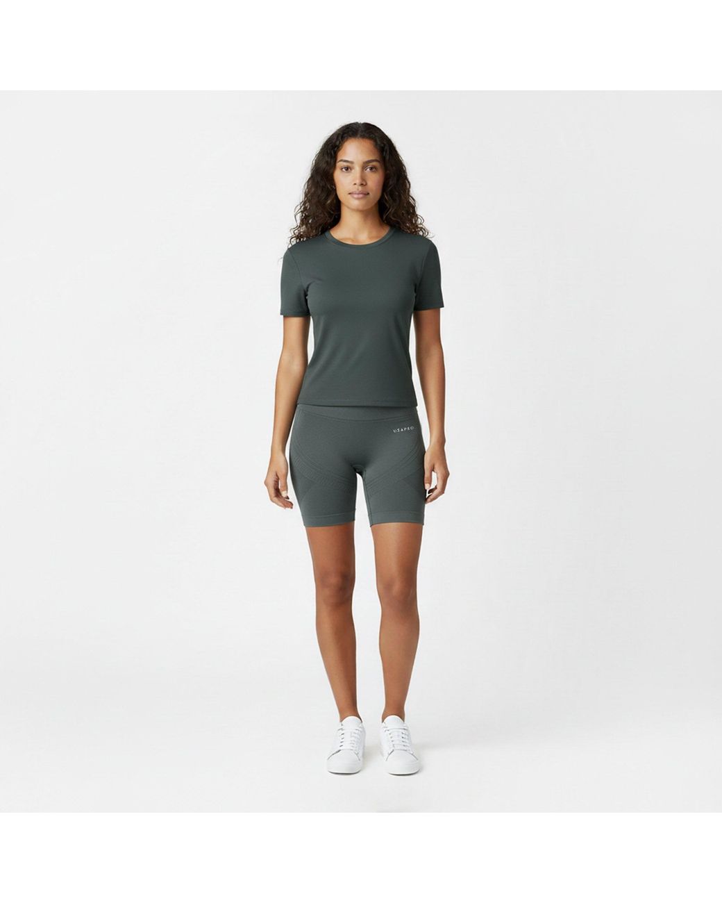 Usa Pro Green Seamless Longline Cycling Shorts