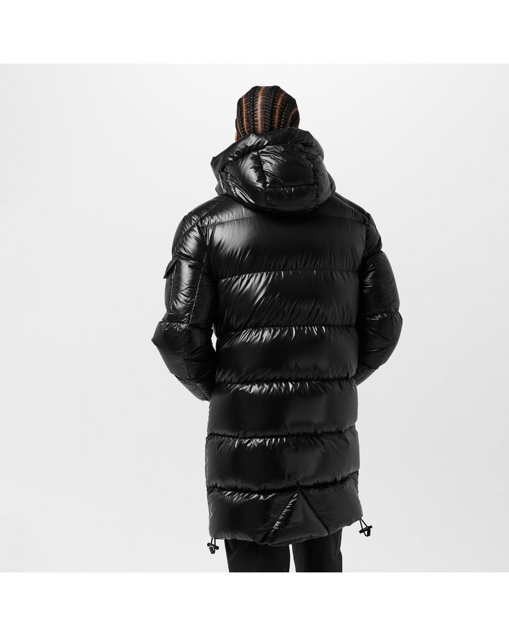 Jacket Black Slick Weather Resistant Long Puffer Jacket for men