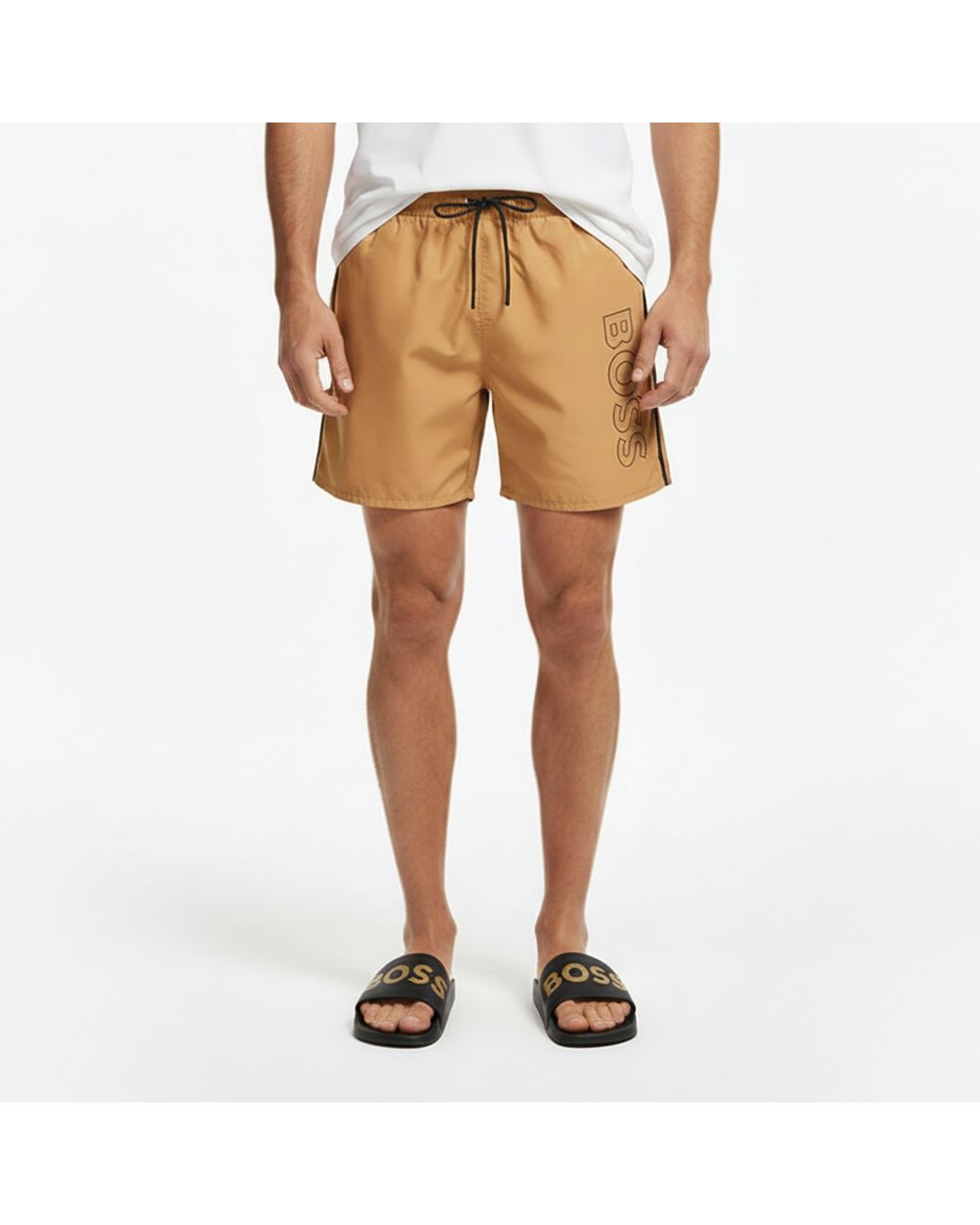 Boss Natural Swim Shorts With Logo Detail (Stormfish) for men