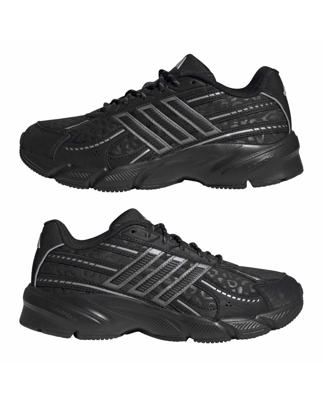 Adidas Black Technochaos 2 Leopard Low Top Sneakers for men