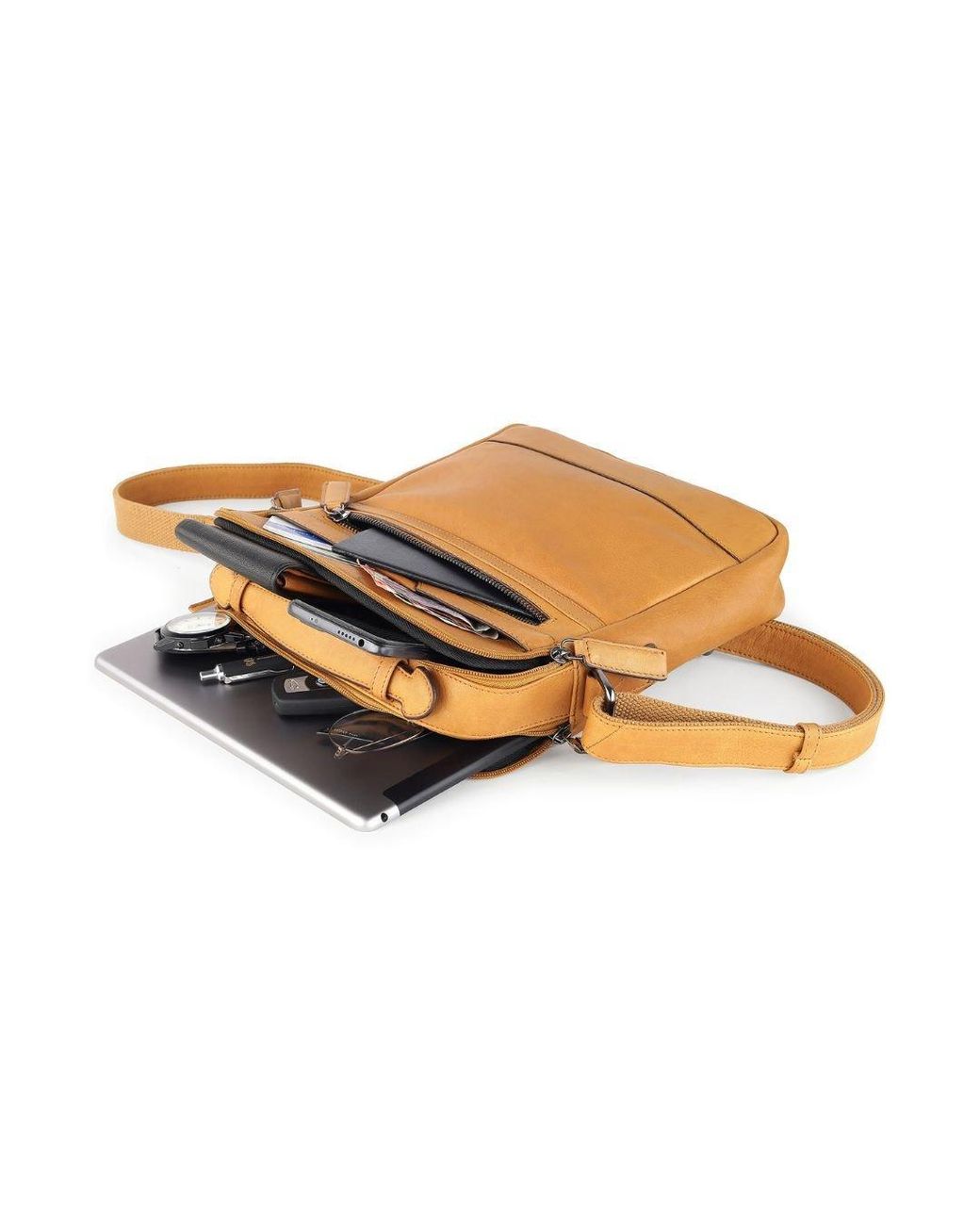 PRIMEHIDE Leather Brown Crossbody Bag With Top Handle And Shoulder Strap