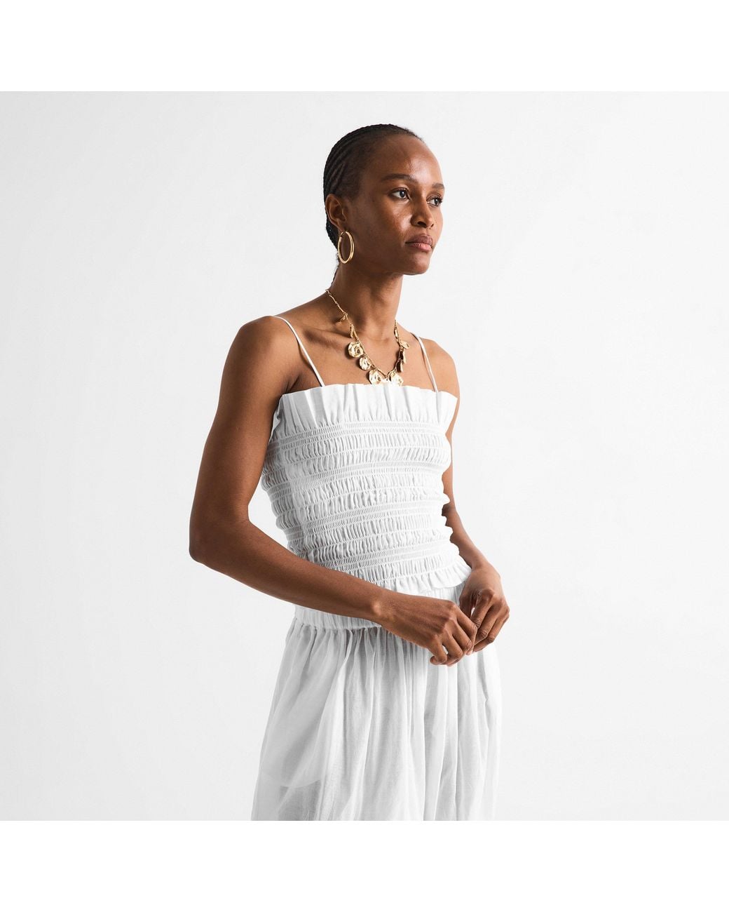 ANDAMANE White Suri Smock Tube Bandeau Top
