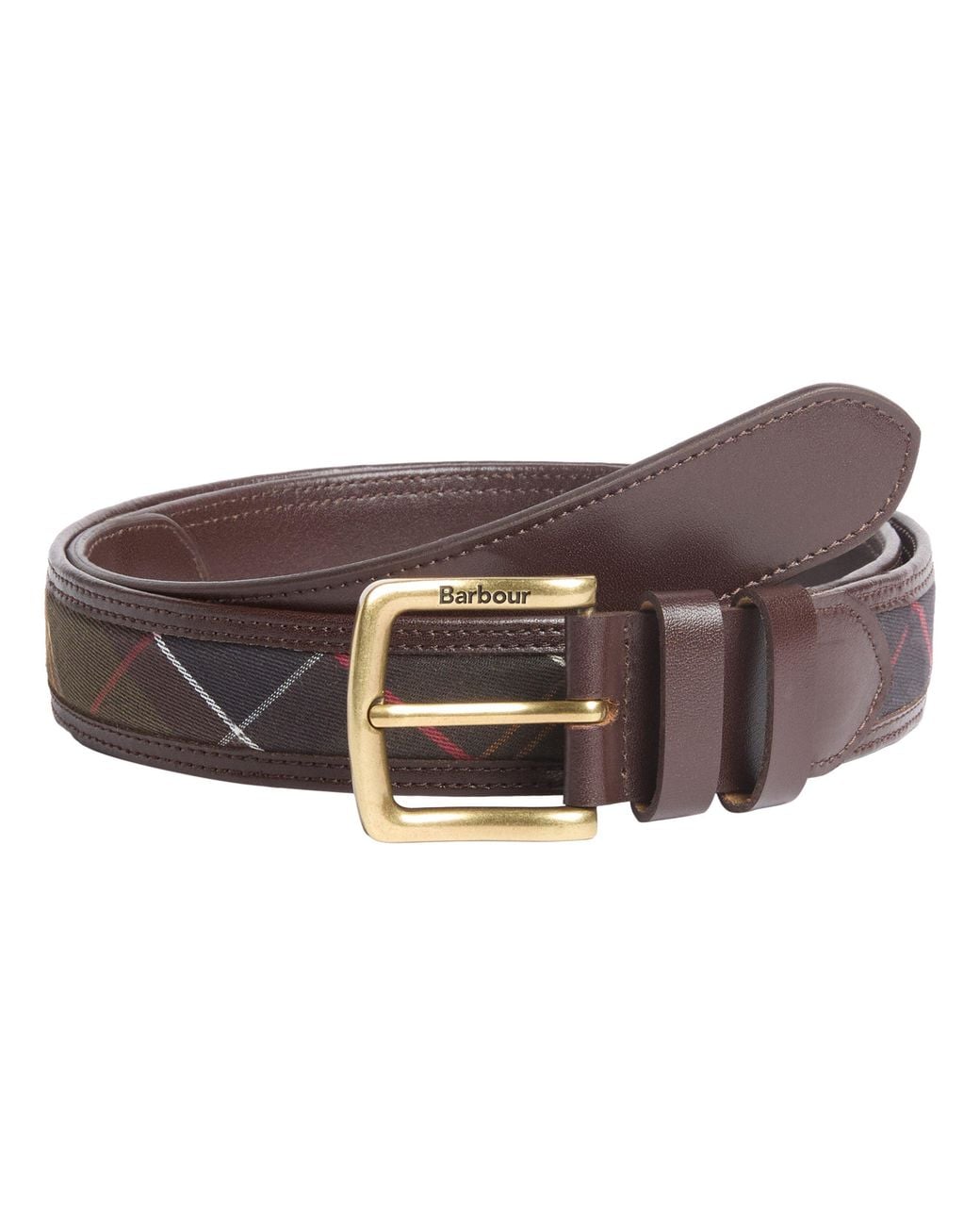 Barbour Brown Girvan Tartan Leather Belt for men