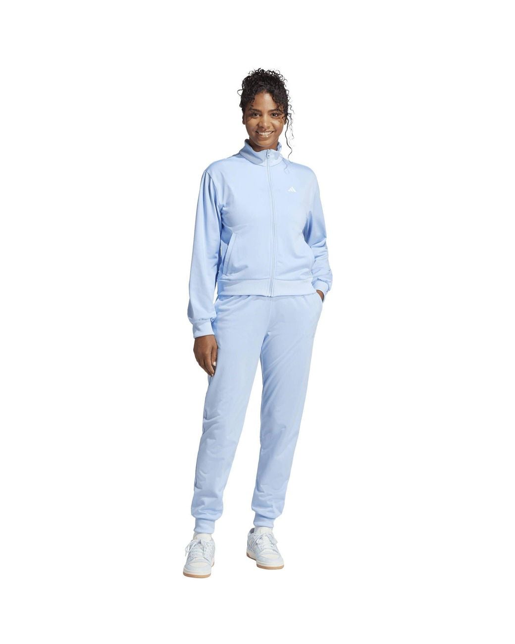 Adidas Blue Feelcozy Long-Sleeve Zip-Collar T-Shirt