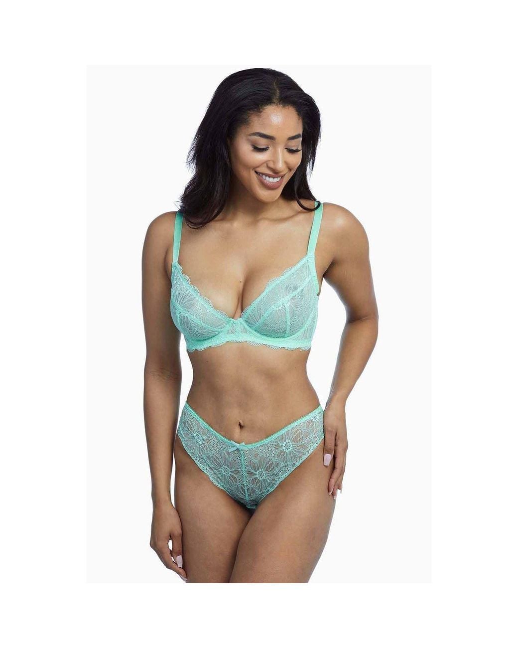 Wolf & Whistle Blue Ariana Everyday Lace Bra Mint