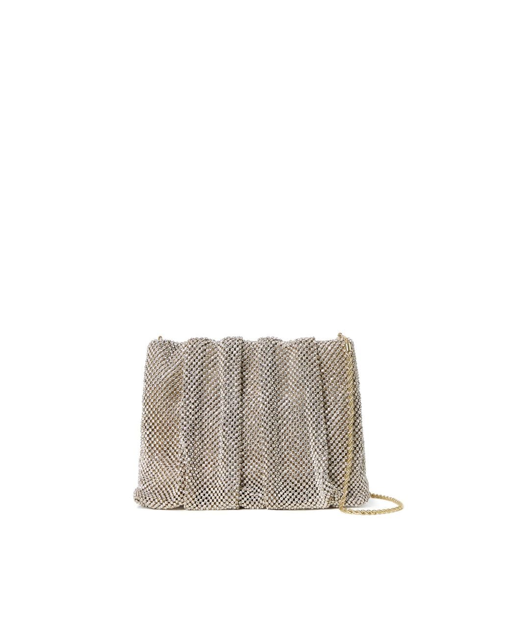 Loeffler Randall Gray Ember Diamanté Gathered Clutch Bag