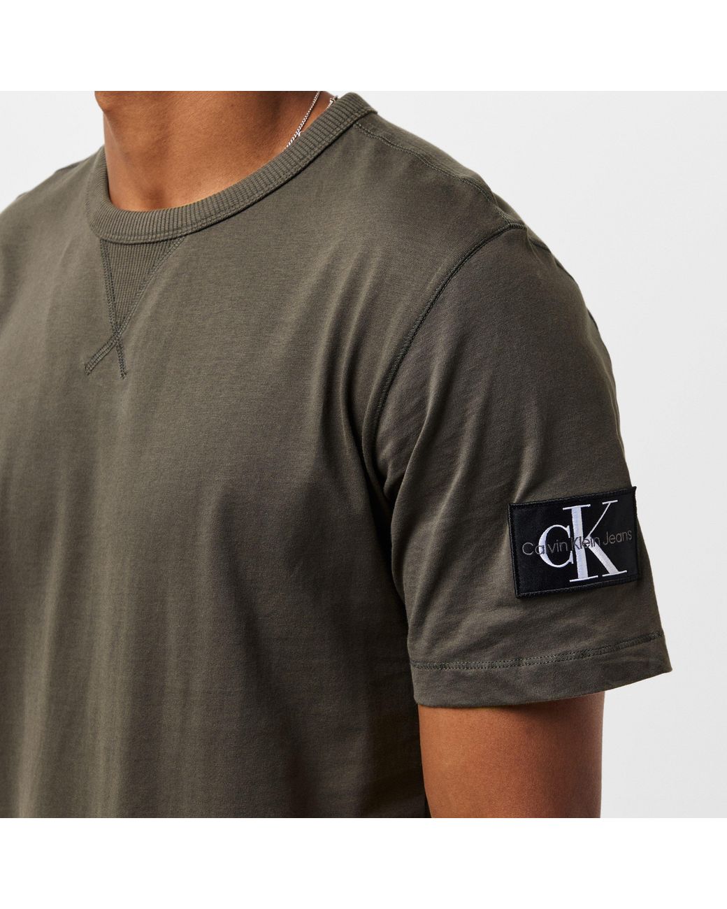 Calvin Klein Green Monogram Badge T-Shirt for men