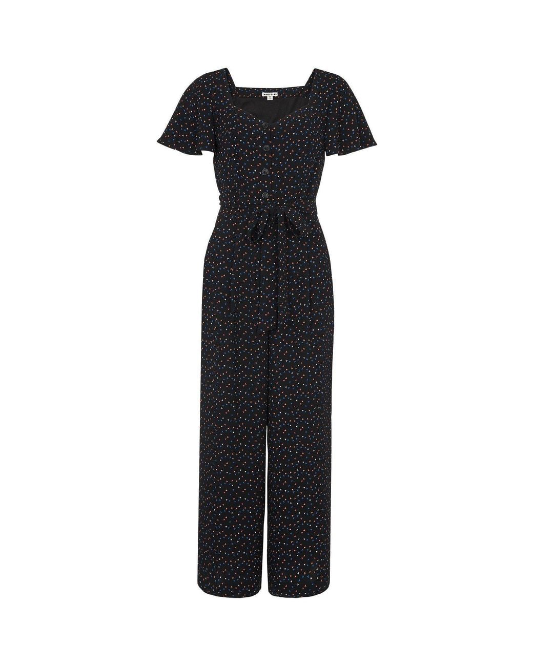 Whistles Black Micro Triangle Print Jumpsuit
