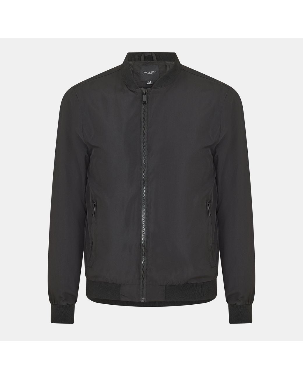 Brave Soul Black Bs Bomber Jacket With Ribbed Hem for men