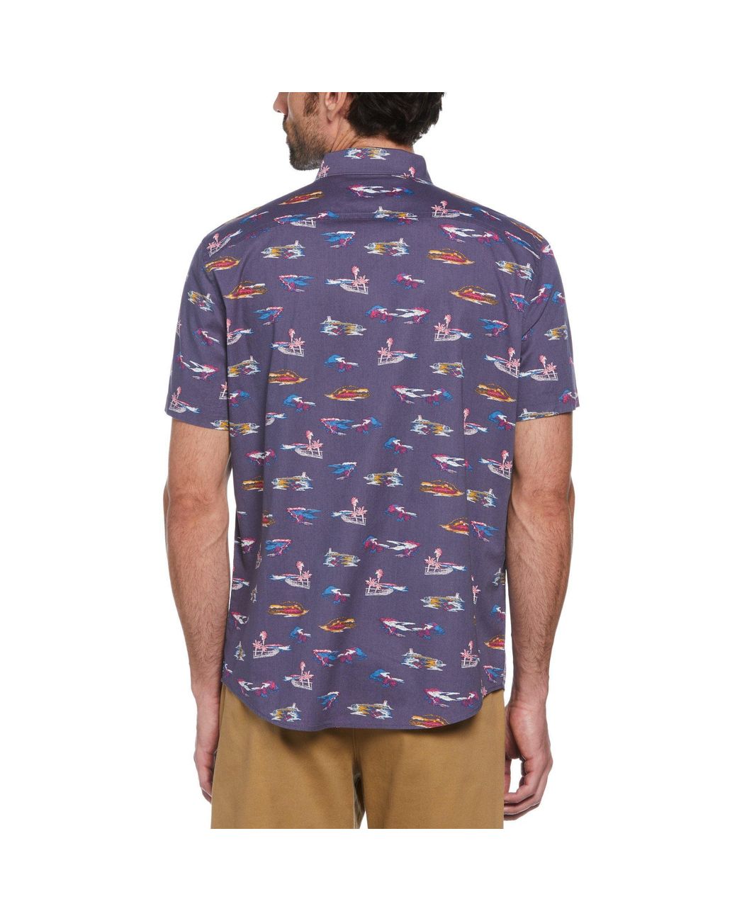 Original Penguin Blue Short-Sleeve Plain Shirt for men