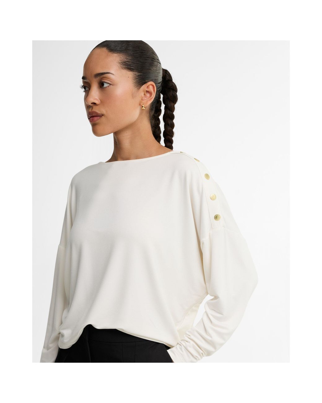 Barbour White Cyrus Viscose Long-Sleeve T-Shirt