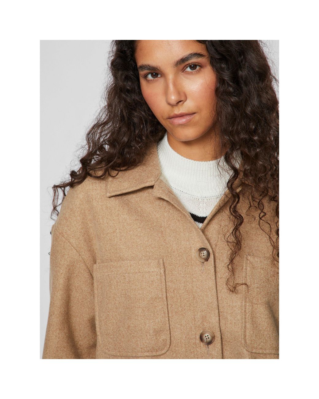Vila Natural Long Sleeve Shirt Jacket
