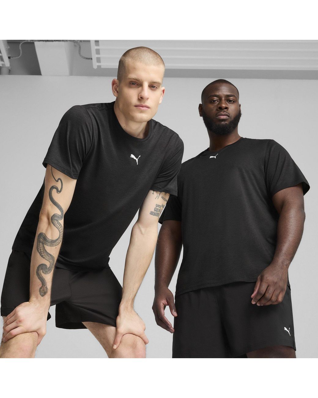 PUMA Black Tad Short Sleeve Performance Gym Top for men