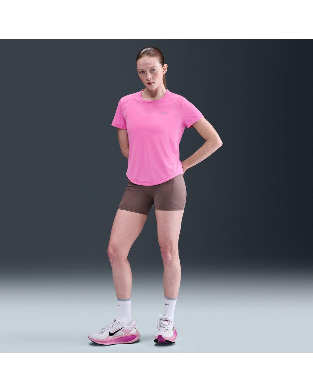 Nike Pink Tempo Dri-Fit Short-Sleeve Running Top