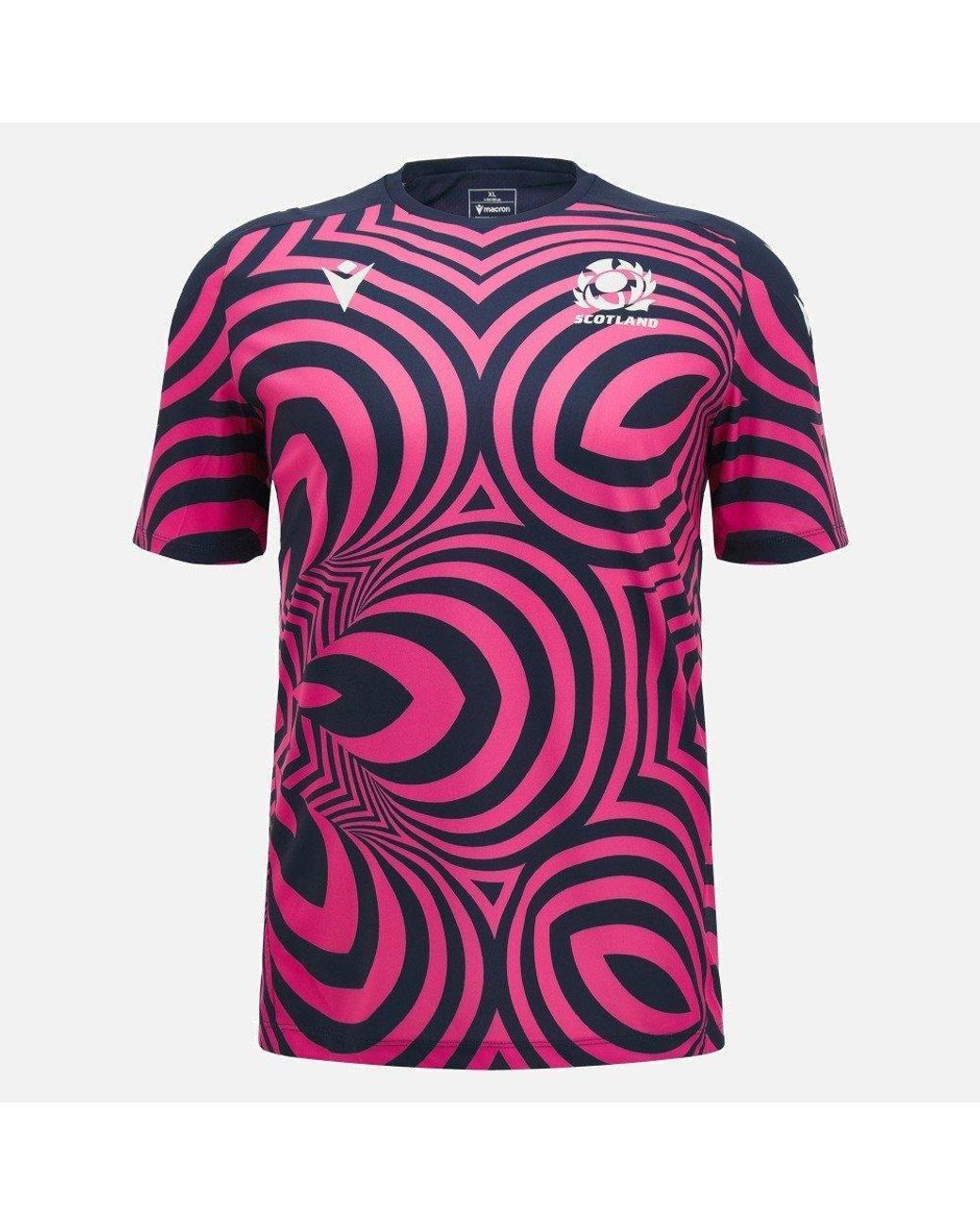MACRON Pink Scotland Rugby Training 2024/25 T-Shirt for men