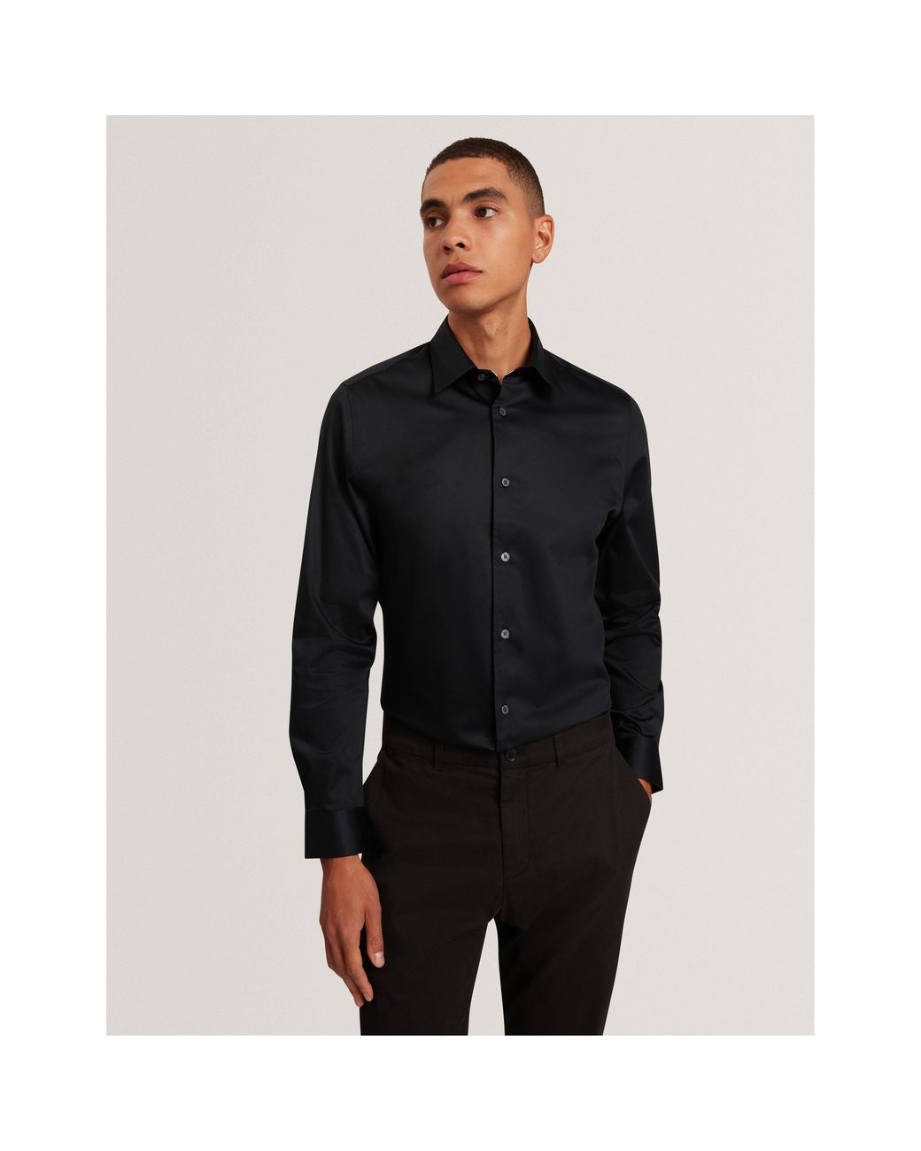 Ted Baker Black Long-Sleeve Cotton Shirt for men