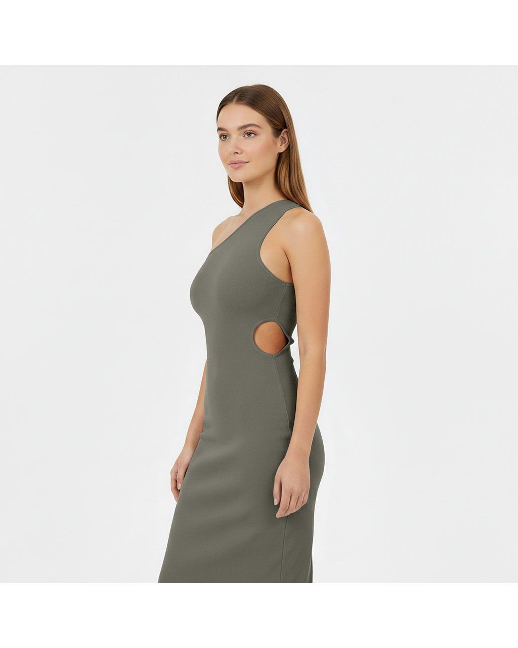 Jack Wills Green Knitted Asymmetric Cut Out Midi Dress
