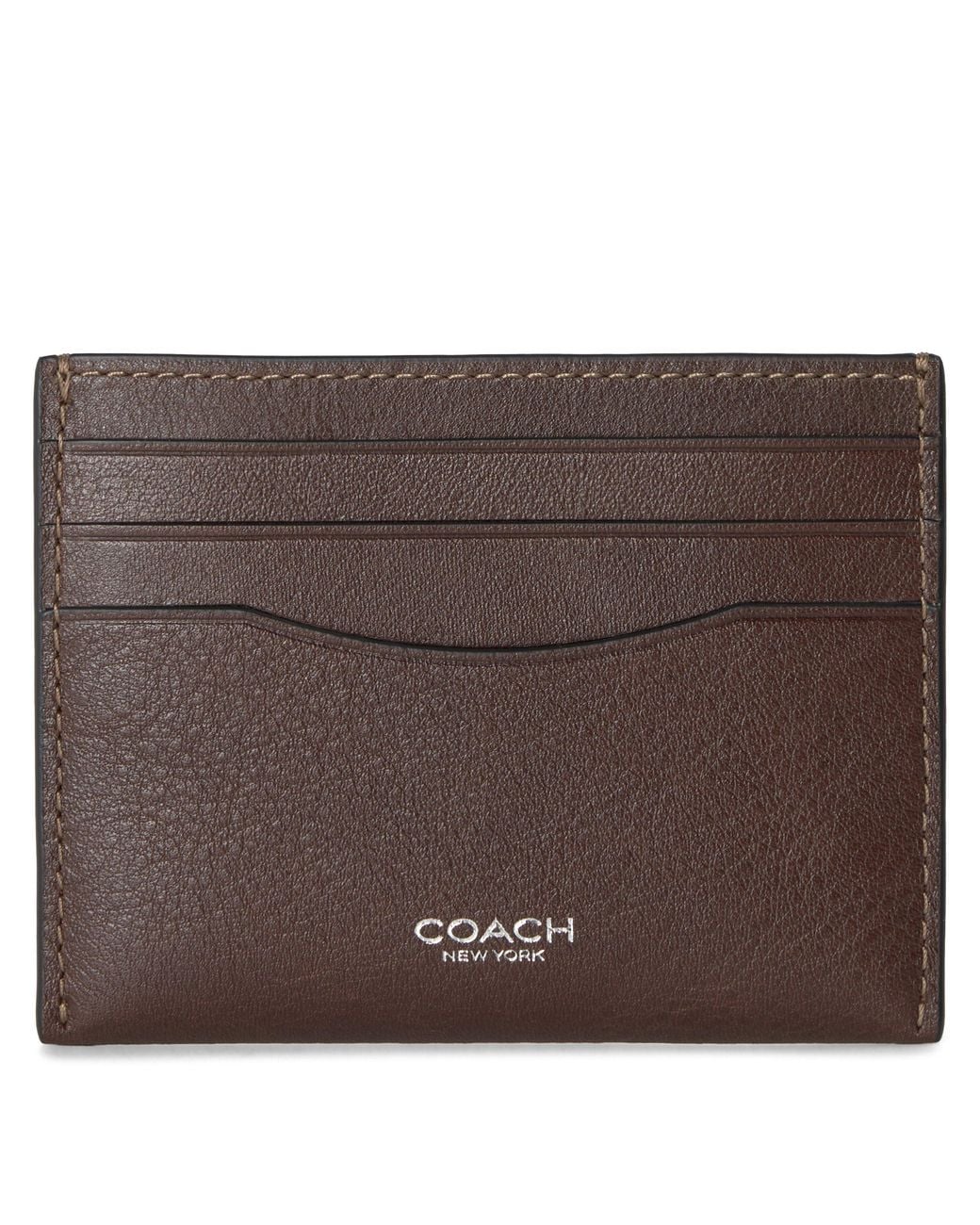 COACH Brown Full-Grain Leather Card Case