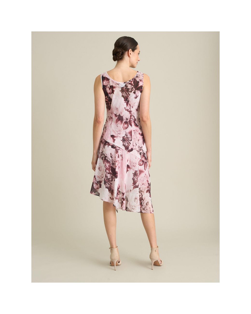 Gina Bacconi Purple Adriana Floral Midi Dress