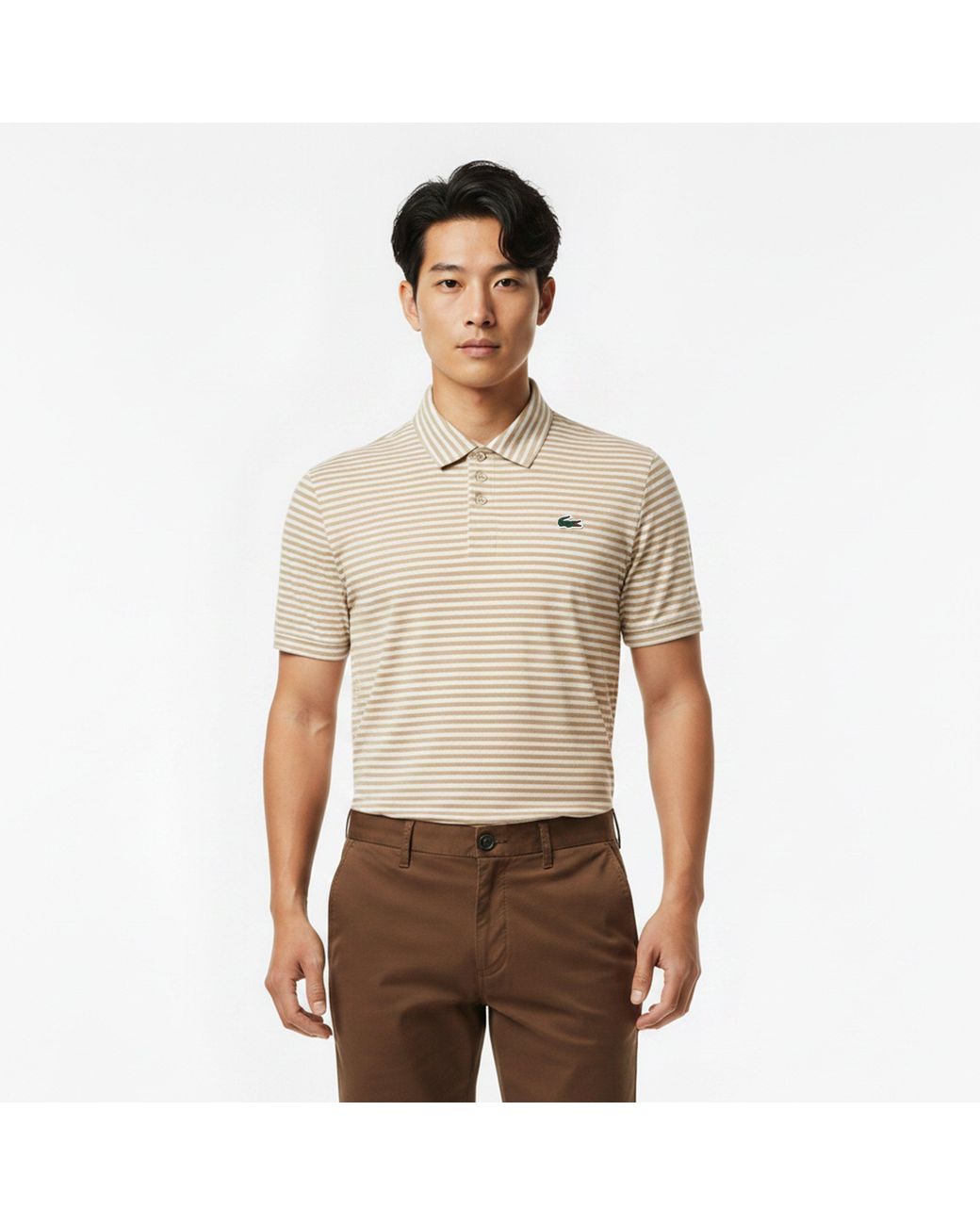 Lacoste Natural Short-Sleeve Performance Polo Shirt for men