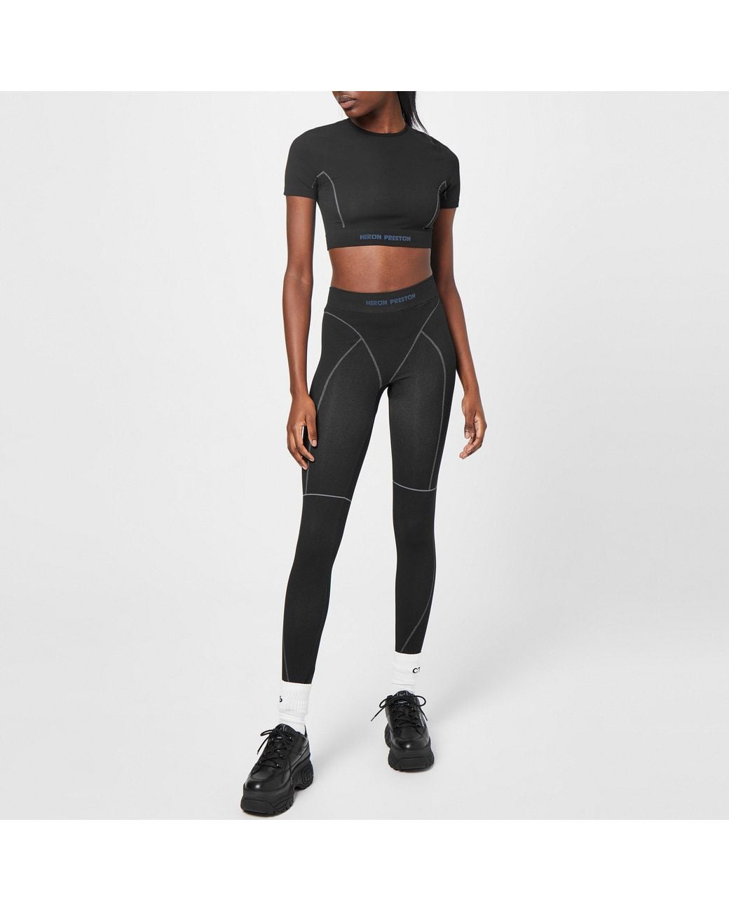 Heron Preston Black Active Short Sleeve Crop Top