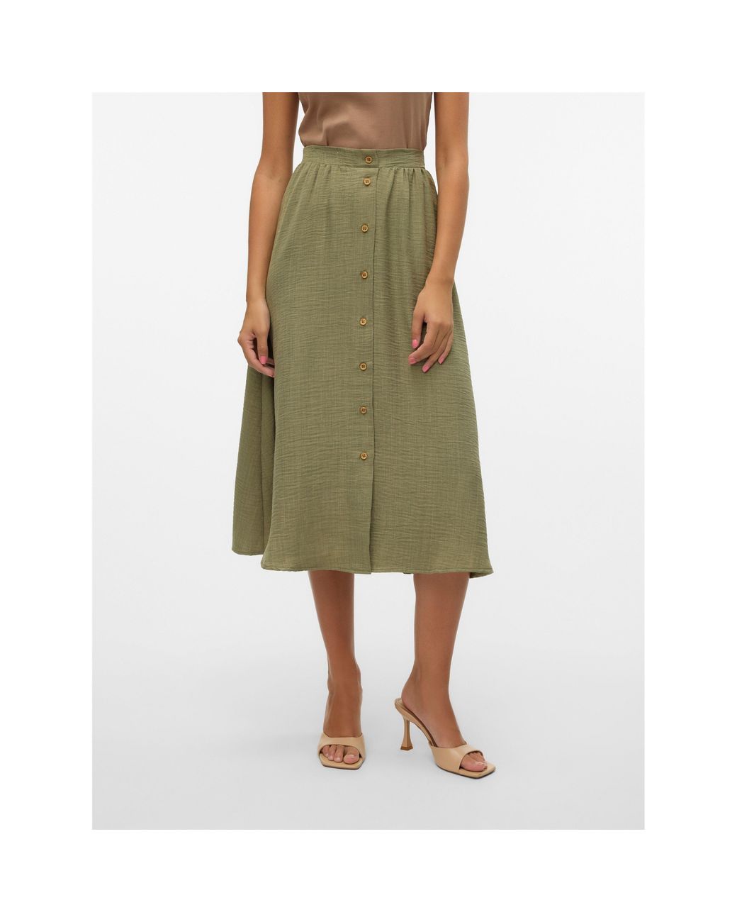 Vero Moda Green Laney Long Midi Skirt
