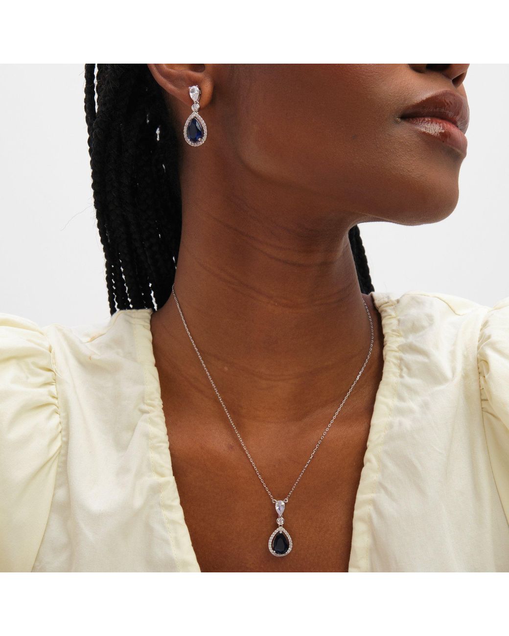 Jon Richard Metallic Rhodium Plated Cubic Zirconia Pendant Necklace