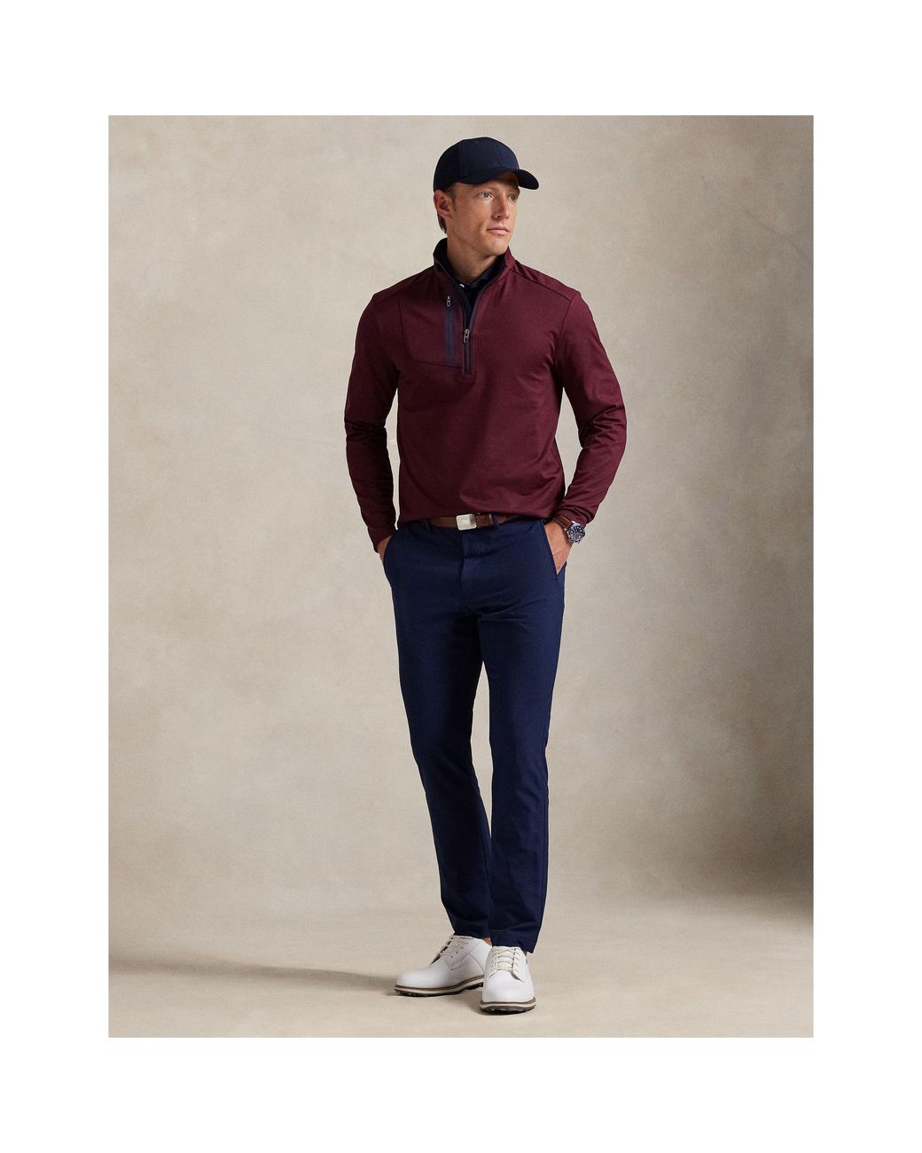 Polo Ralph Lauren Purple Rlx Cotton Long Sleeve Half Zip Performance Golf Jacket for men