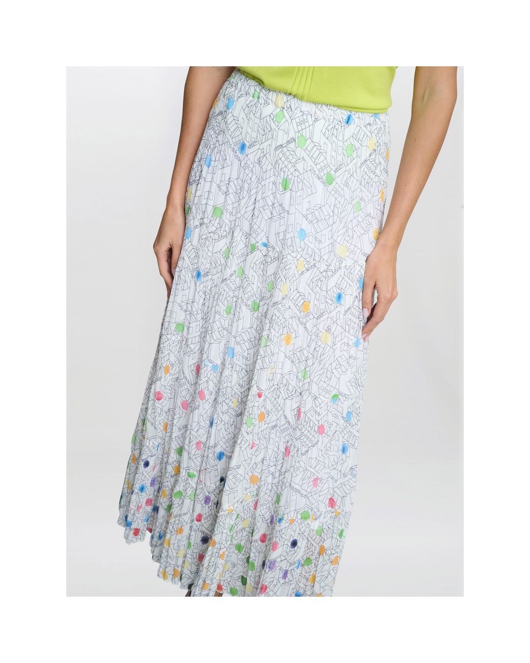 Gina Bacconi Yellow Holly Maxi Pleated Skirt