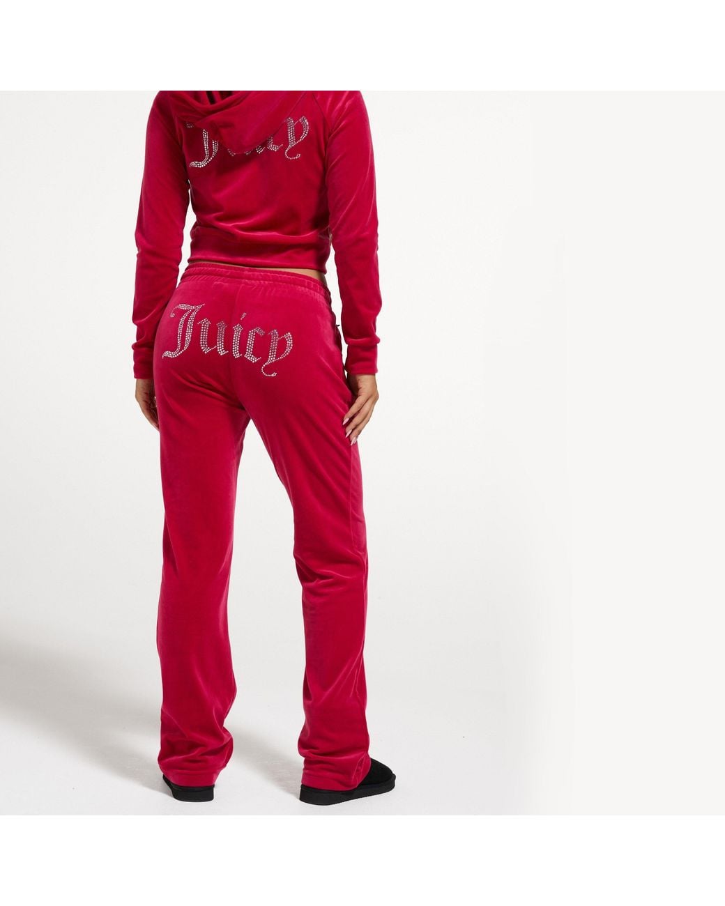 Juicy Couture Red Tina Track Pant Velour Joggers