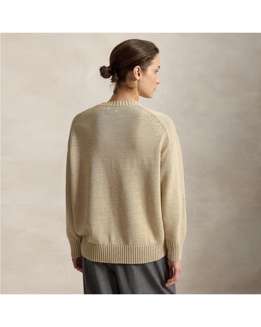 Polo Ralph Lauren Natural Long-Sleeve Slim-Fit Crew-Neck Jumper