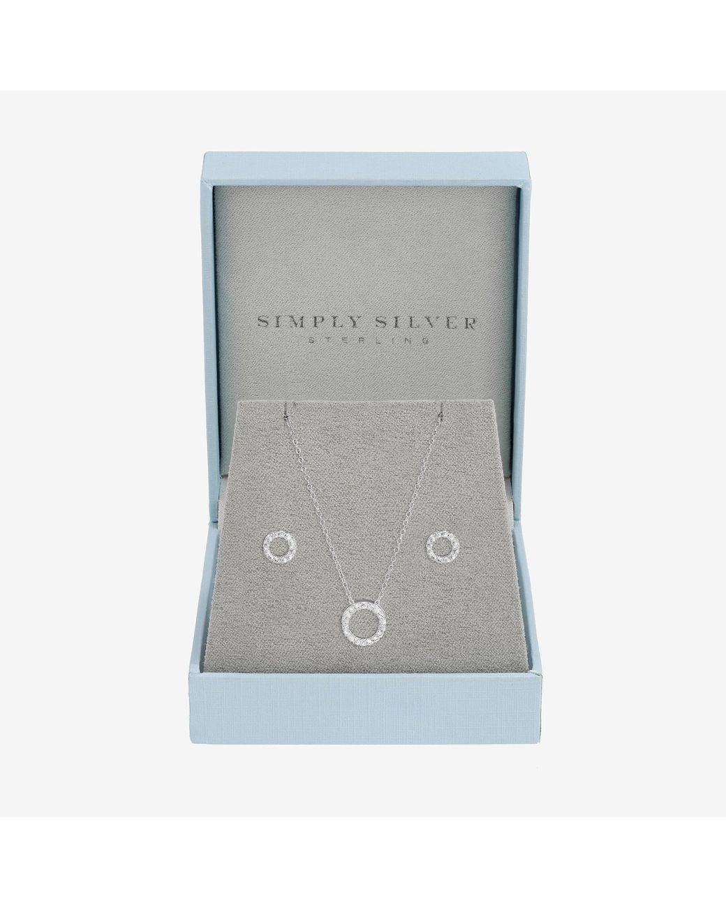 Simply Silver Gray 925 Sterling Plated Open Circle Set