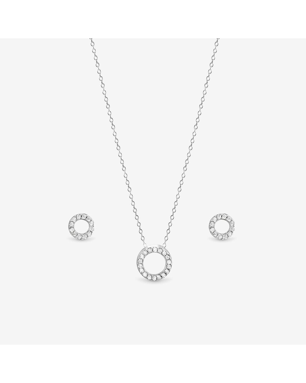 Simply Silver Gray 925 Sterling Plated Open Circle Set