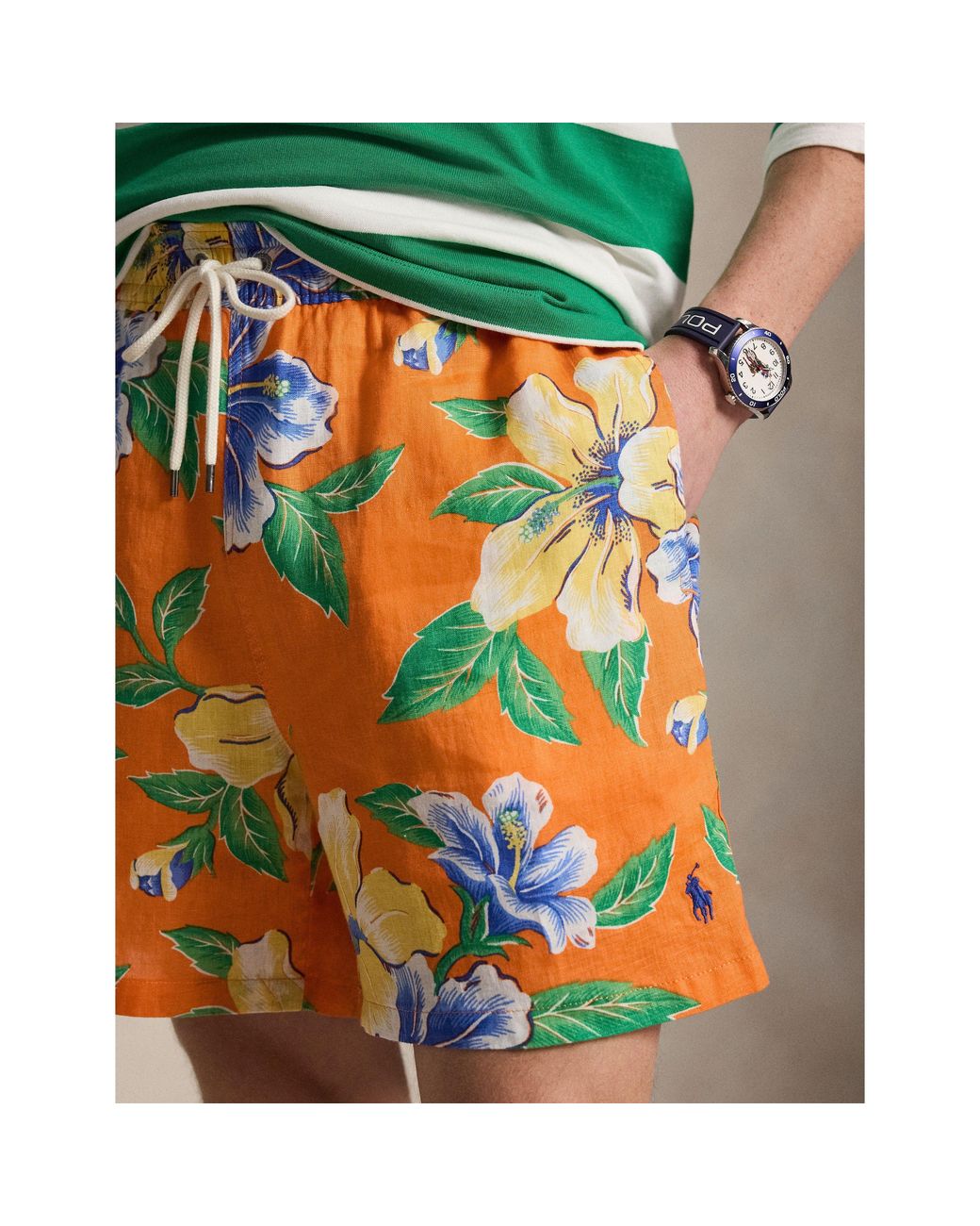 Polo Ralph Lauren Blue Hibiscus Print Swim Shorts for men