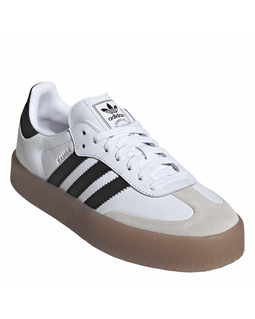 Adidas Originals White Sambae Leather Low-Top Trainers