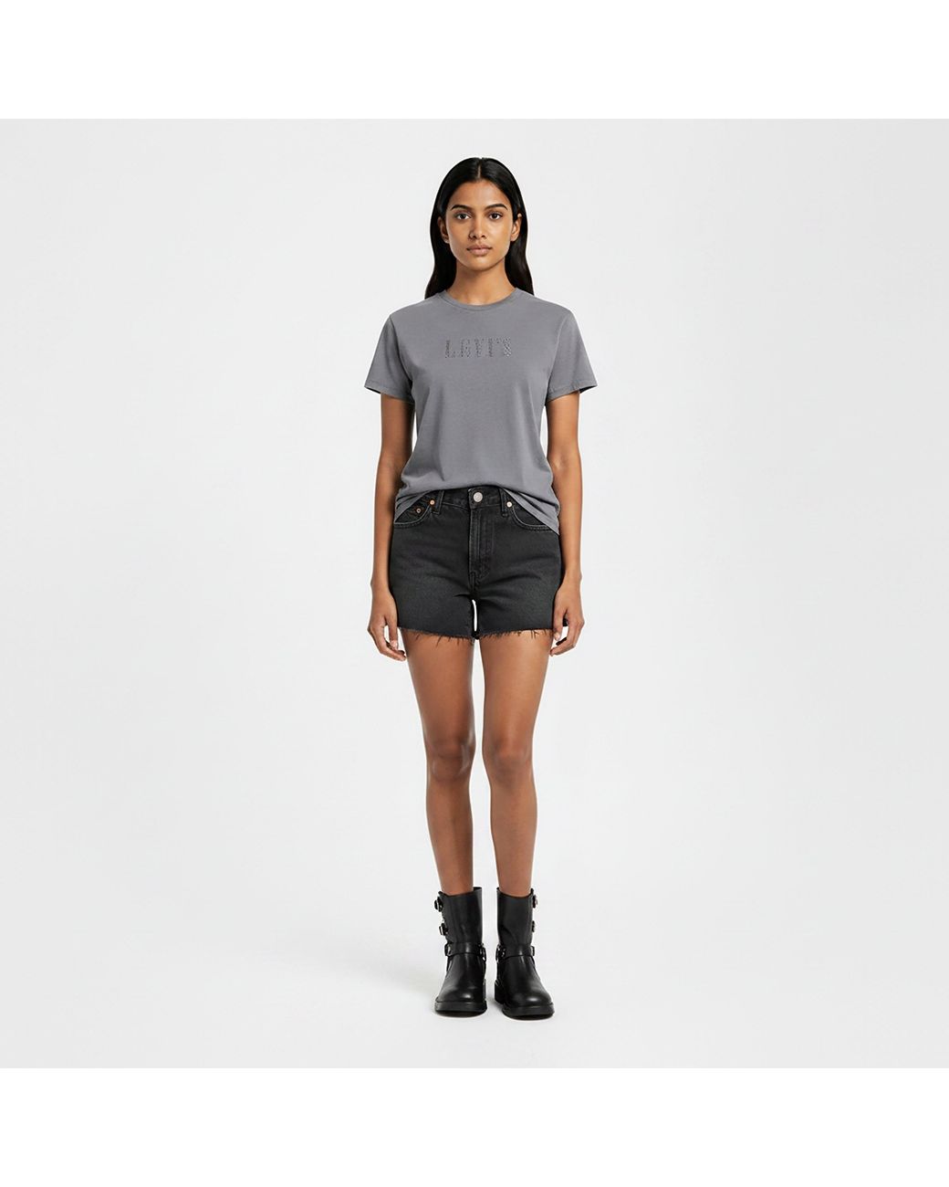 Levi's Black Ribcage Denim Shorts