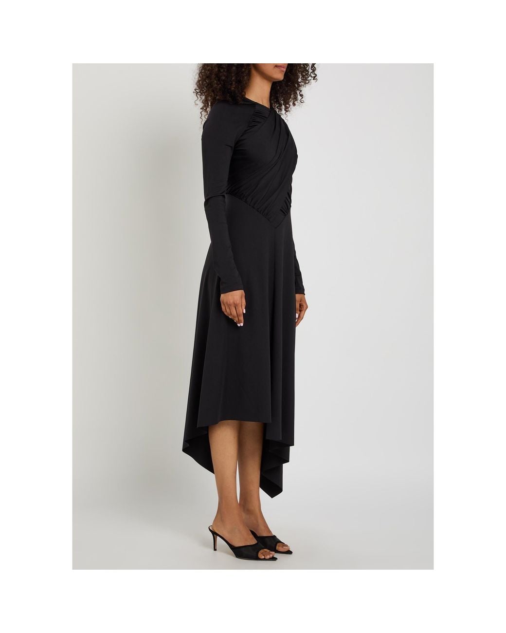 Victoria Beckham Black Long-Sleeve Wrap Dress