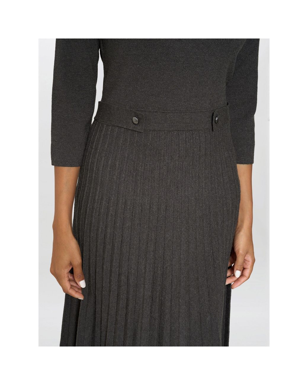 Gina Bacconi Black Annabella Pleated Midi Dress