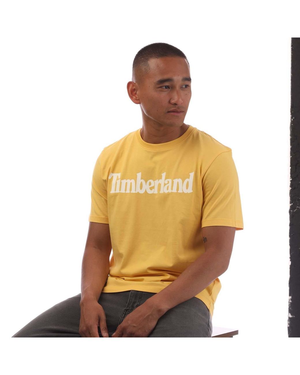 Timberland Yellow Northwood Wordmark T-Shirt for men
