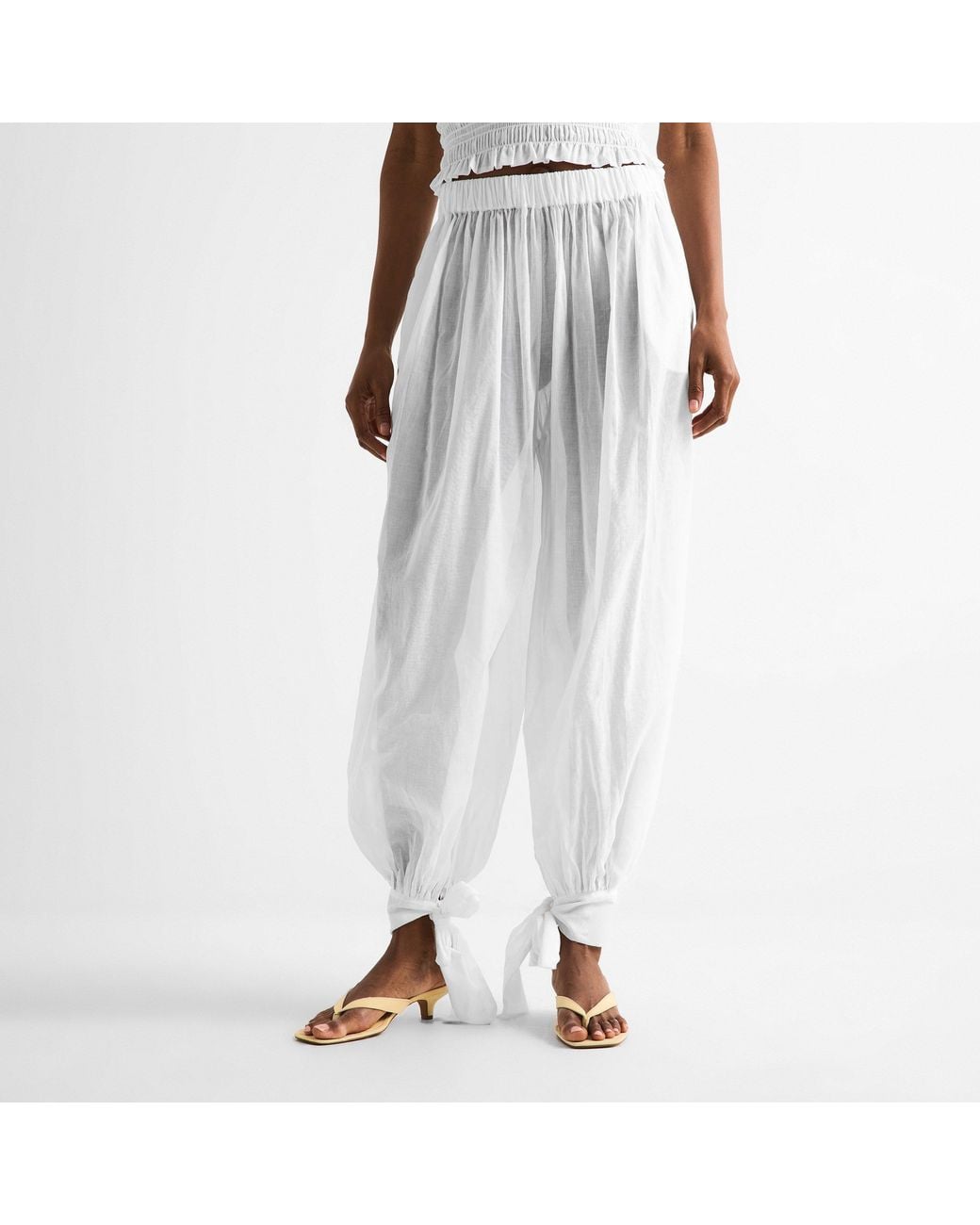 ANDAMANE White Noor Tie Maxi Parachute Pants