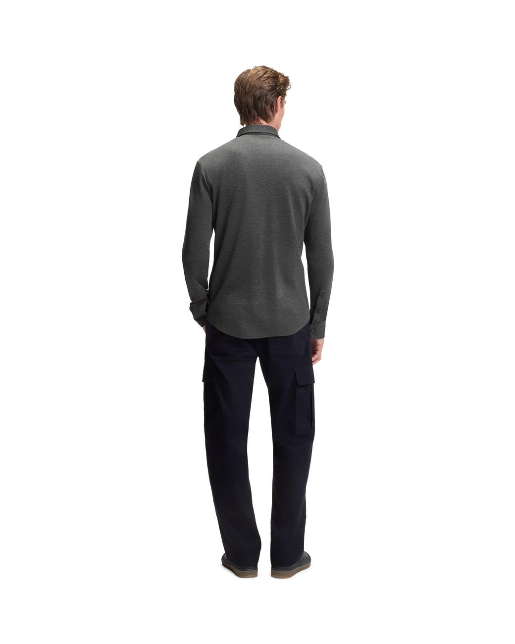 Boss Gray Rudy Double Breasted Lyocell Long Sleeve Slim Fit Shirt for men