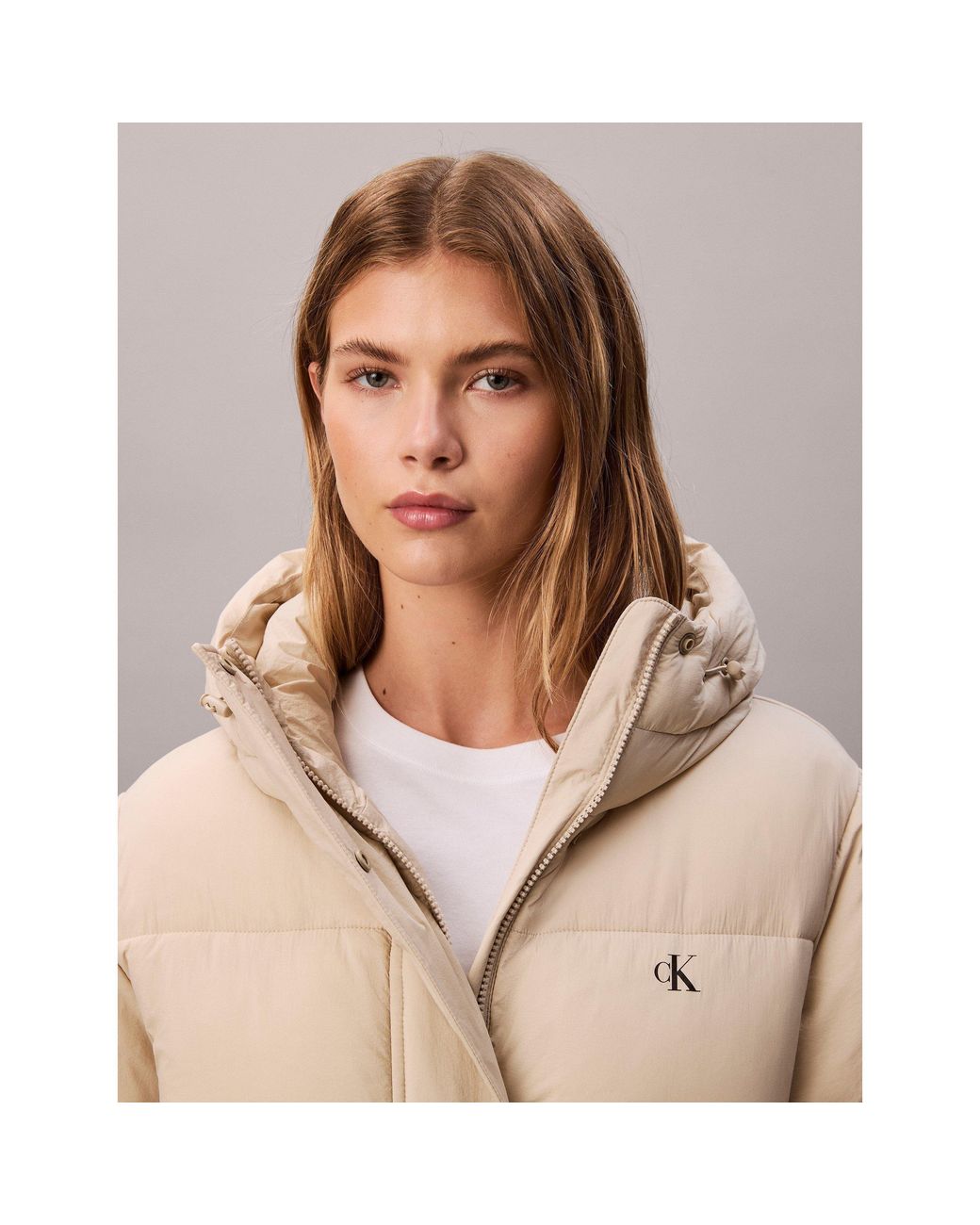 Calvin Klein Natural Belted Medium Puffer Jacket