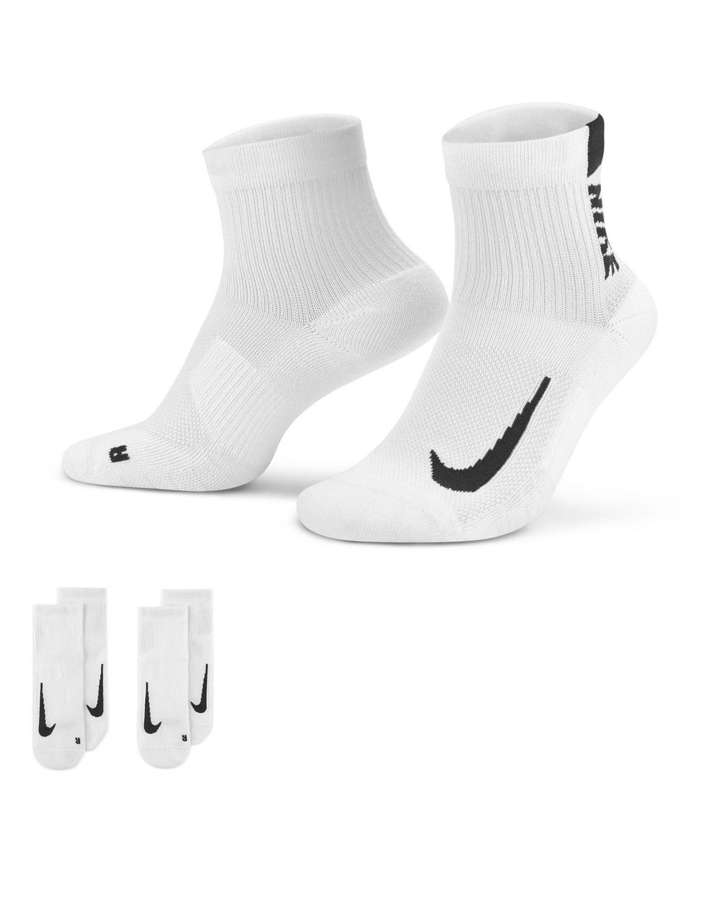 Nike White Ankle 2 Pack Running Socks