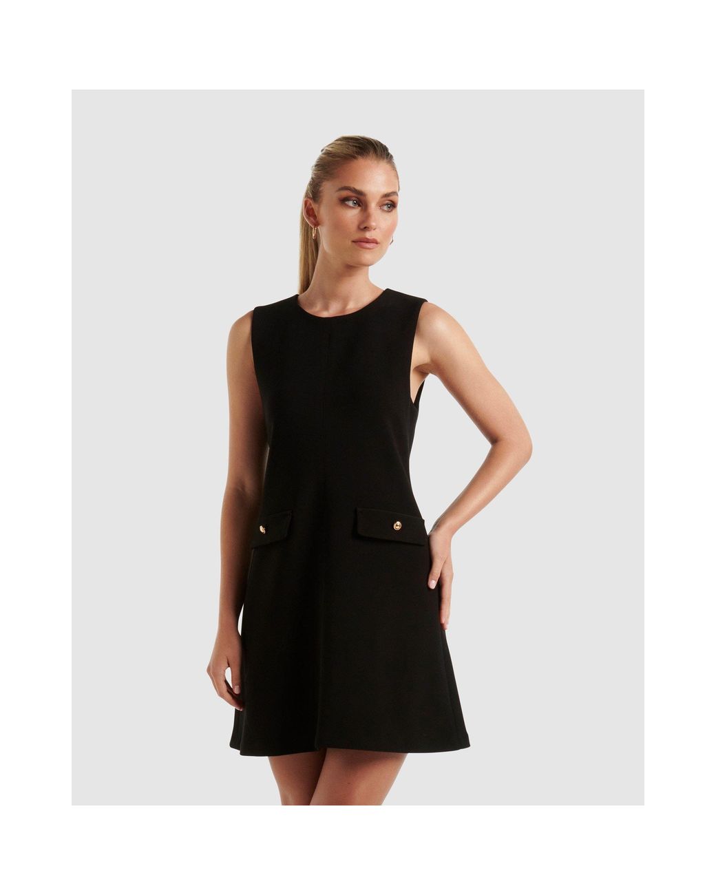 Forever New Black Workwear Mini Tea Dress