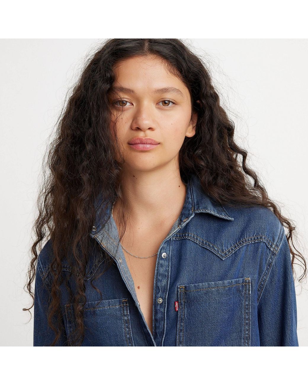 Levi's Blue Teodora Western Long-Sleeve Denim Shirt